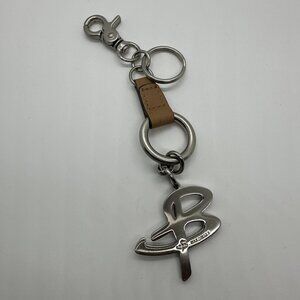 Auth B. Makovsky Leather & Siver Tone Metal Handbag Hang Tag w/Key Ring New